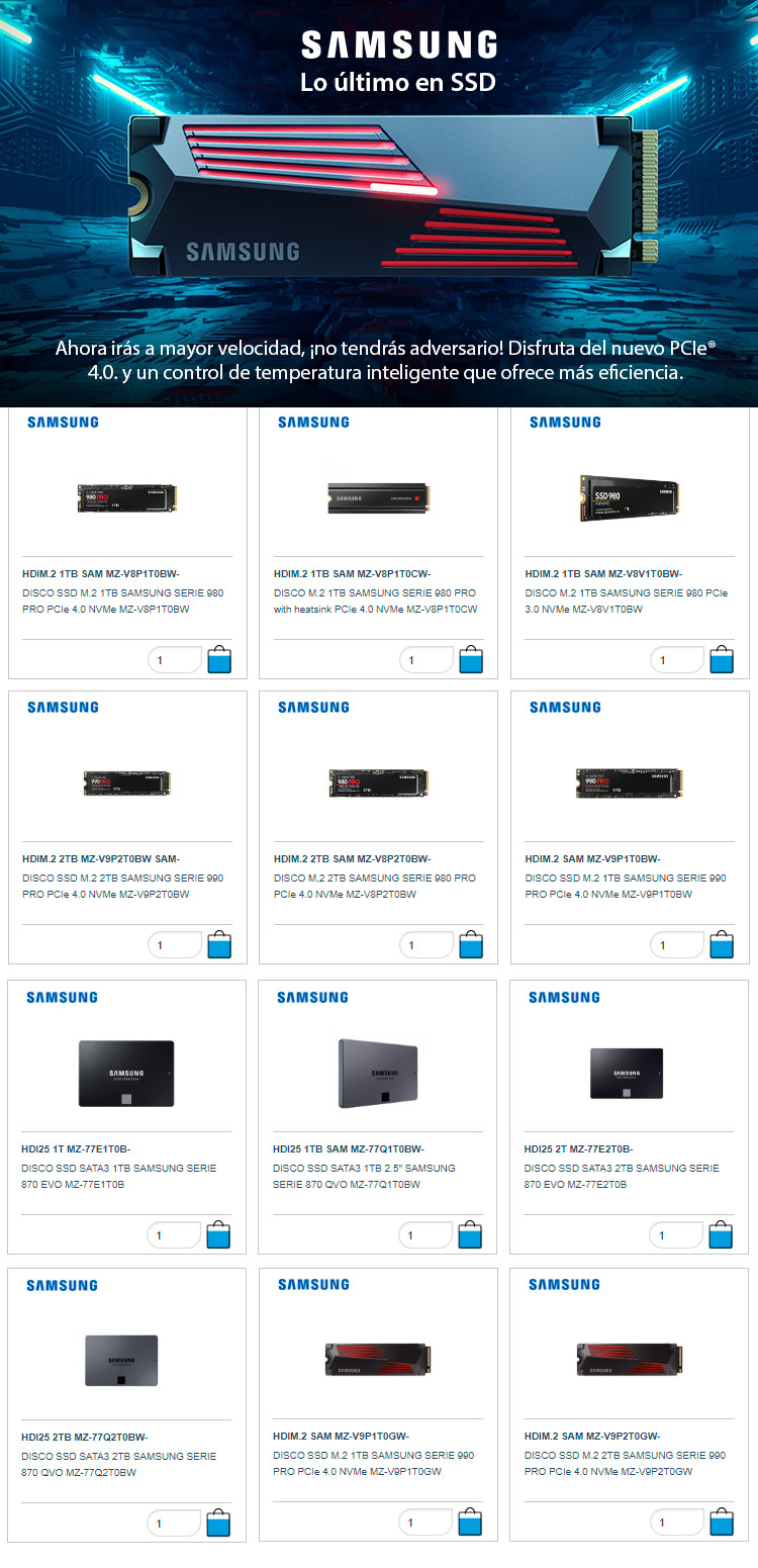 Discos SSD M.2 Samsung en Desyman